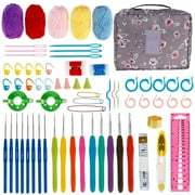 Qenwkxz 66pcs Crochet Kits for Beginners Colorful Crochet Hook Set with Storage Bag and Crochet Accessories Ergonomic Crochet Kit Practical Knitting Starter Kit for Adults Kids Gifts